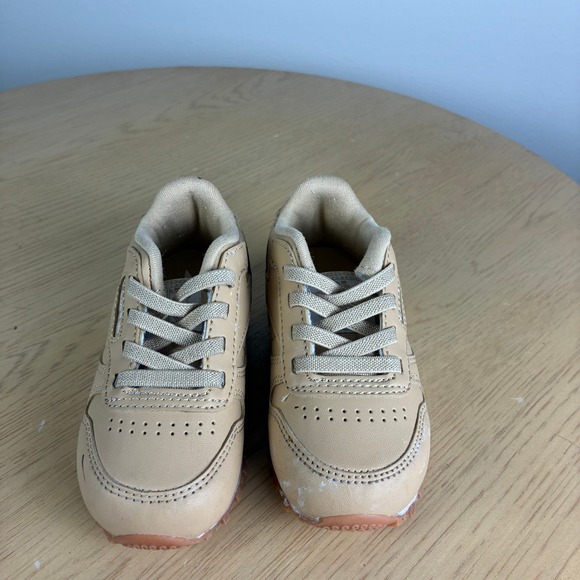Reebok Classic Shoes Toddler 6 Tan Lace Up Sneakers Baby Retro Sporty Neutral - Picture 2 of 7